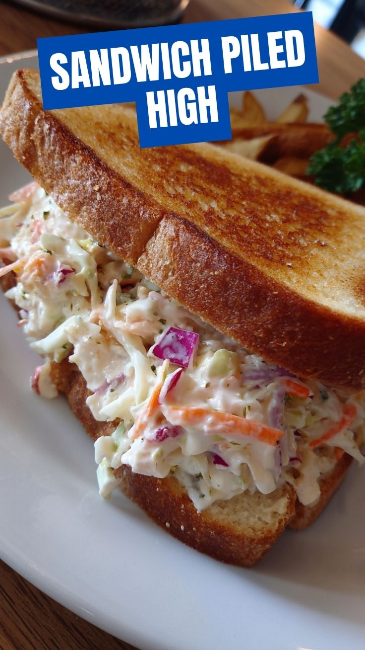 A close-up of a savory pulled sandwich overflowing with tender meat and toppings.