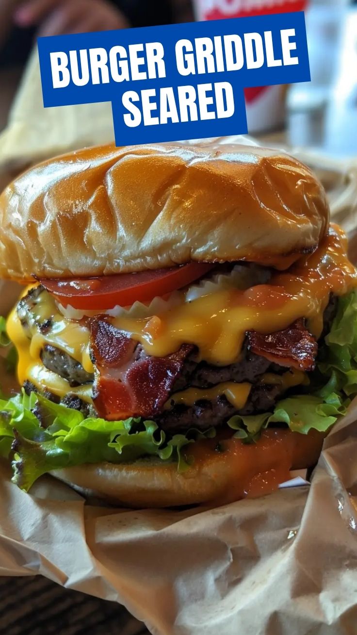 A delicious smash burger with melted cheese and fresh toppings