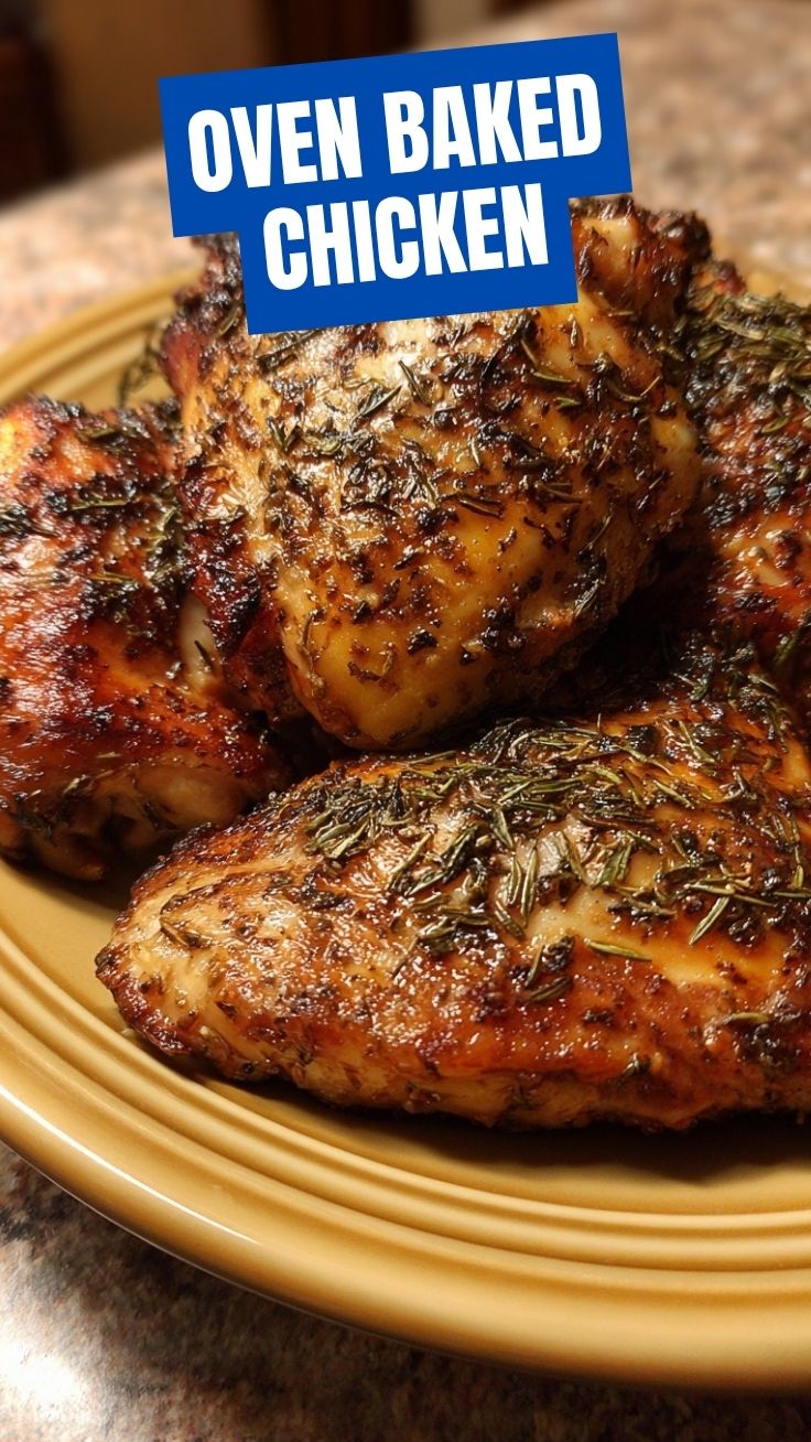 A perfectly cooked baked chicken breast resting on a plate.