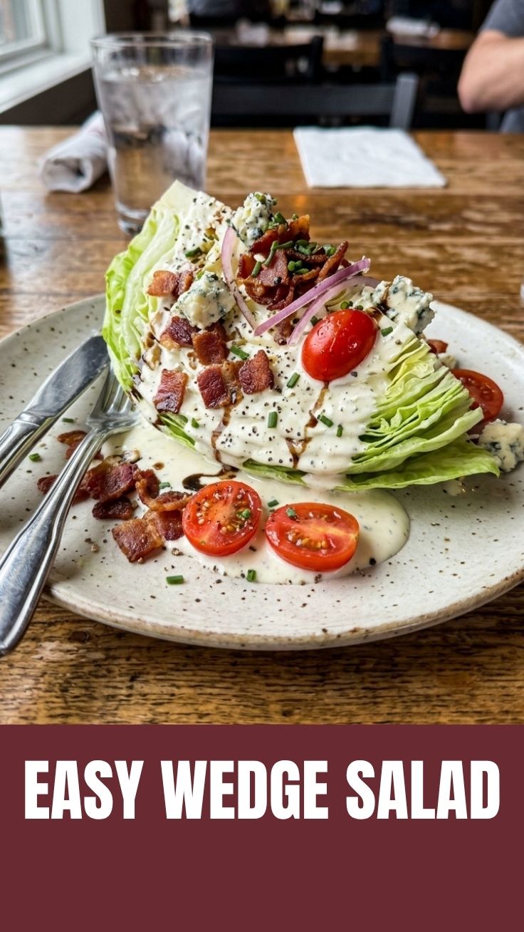 A crisp wedge salad with blue cheese dressing
