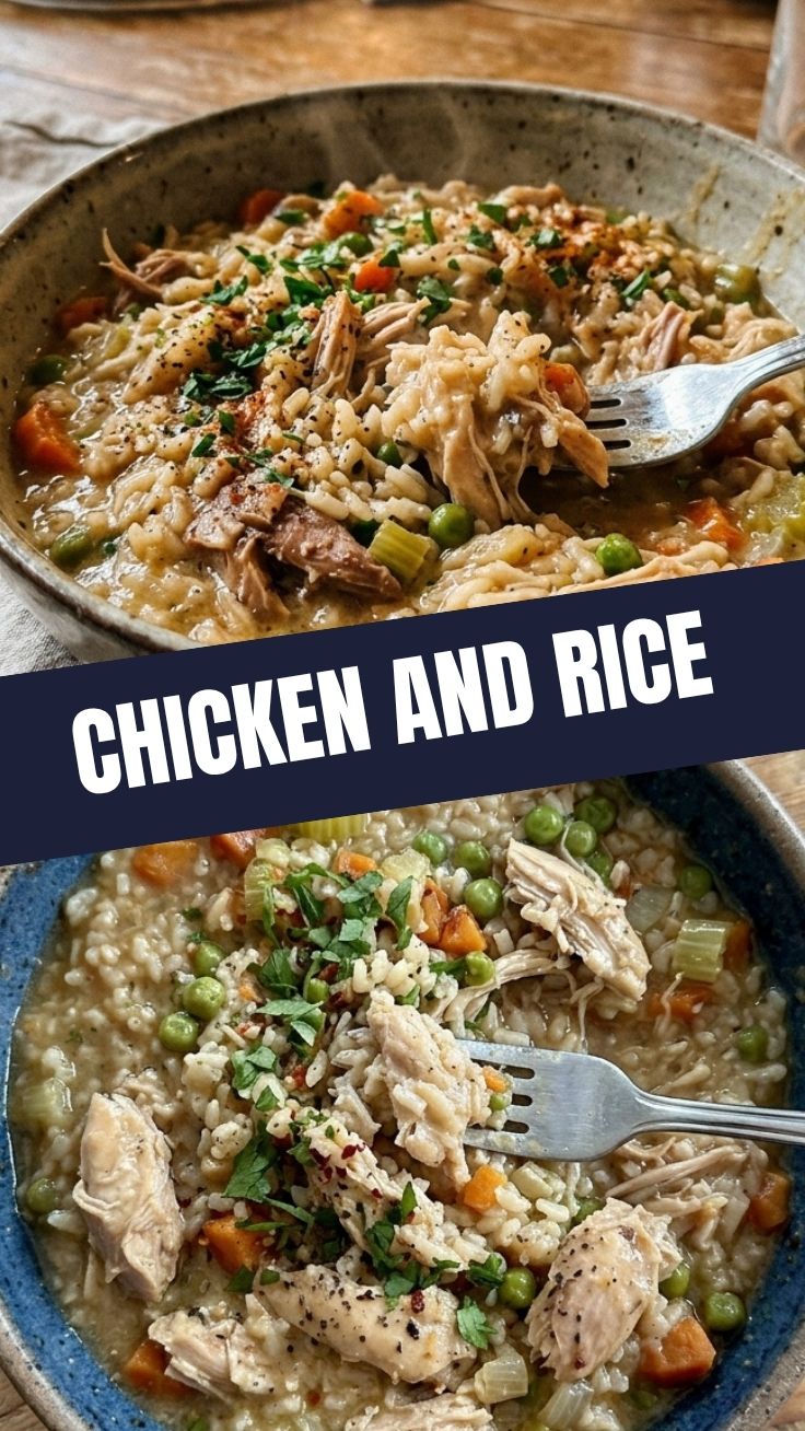 A cozy Crockpot Chicken and Rice dish, ready to eat.