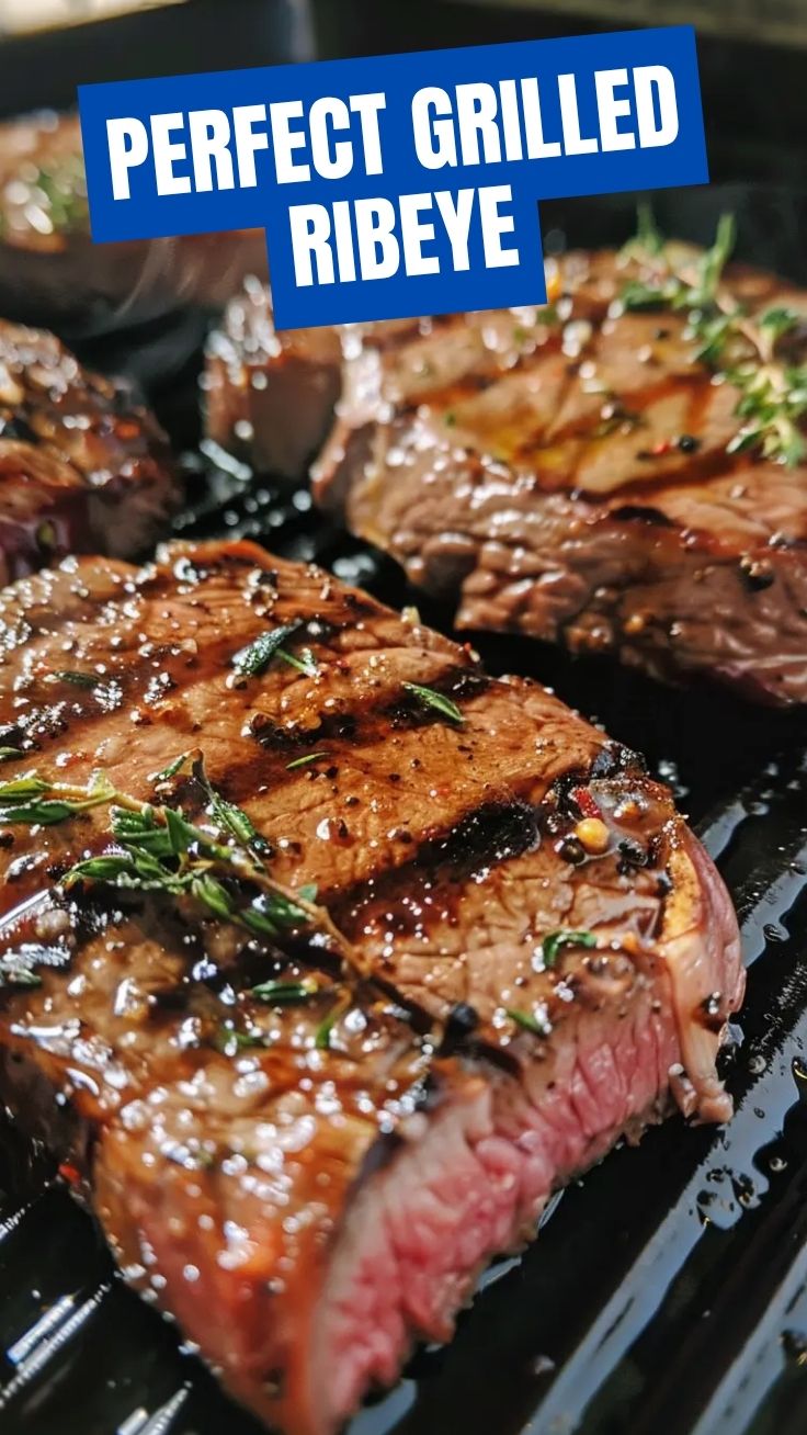 A juicy grilled ribeye steak, perfectly prepared for Father's Day.