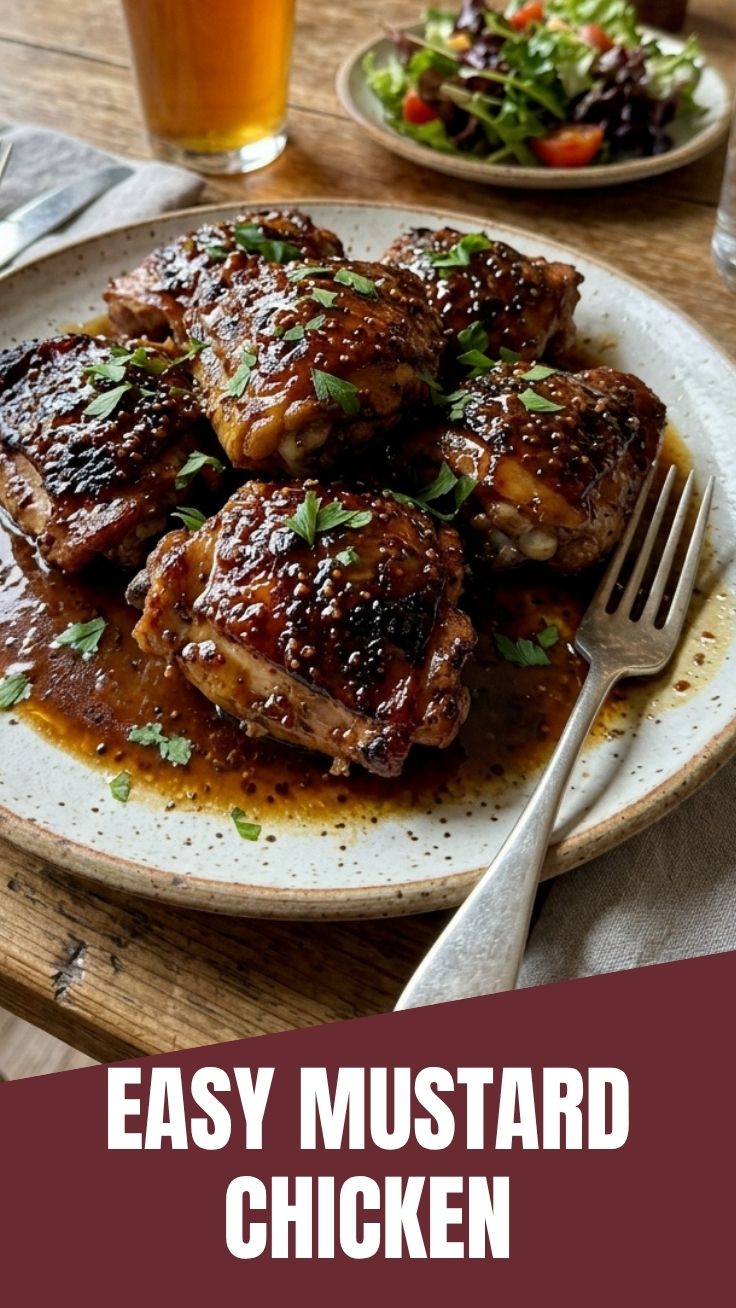 Delicious honey mustard chicken, perfectly cooked and glazed