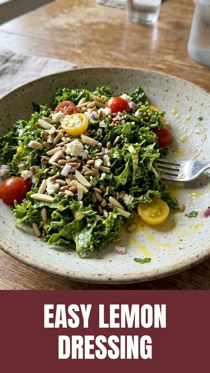 A fresh kale salad tossed with a zesty lemon dressing