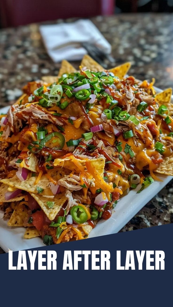 A vibrant plate of nachos topped with melted cheese, jalapeños, and salsa.