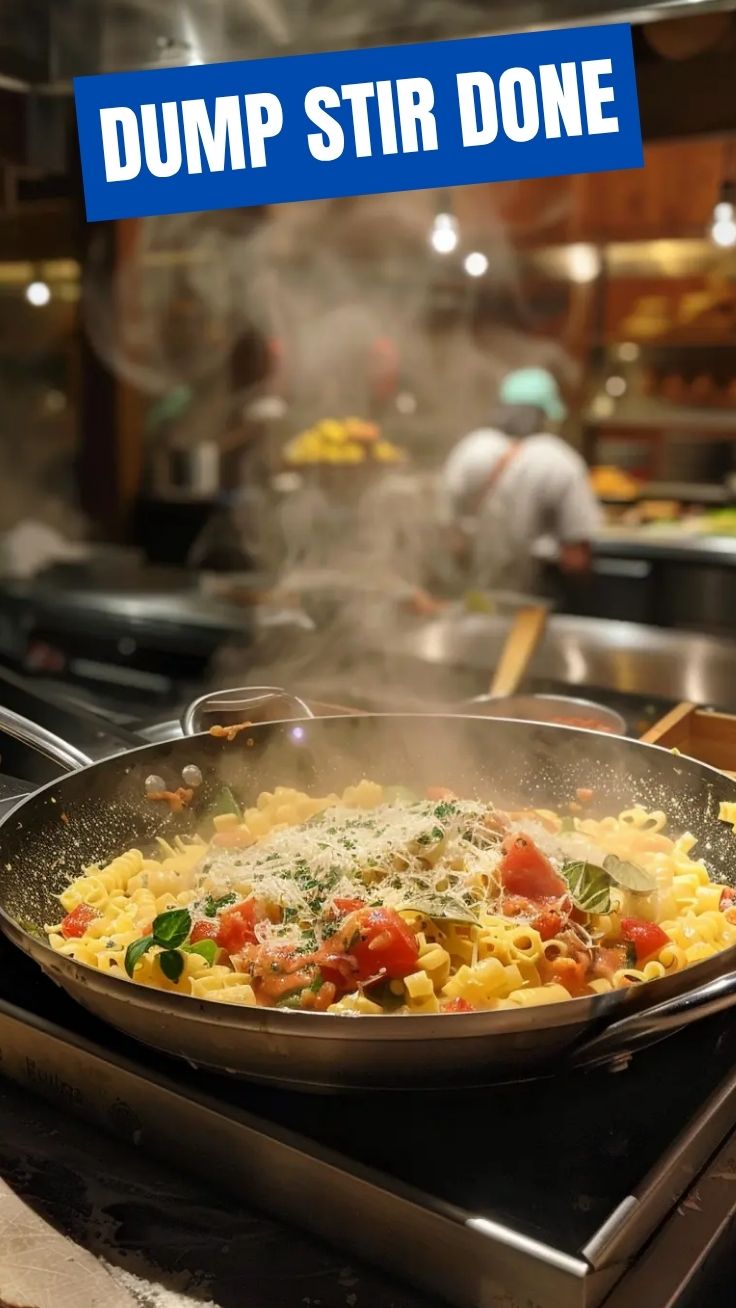 A steaming bowl of one pot pasta with fresh herbs, ready to serve.