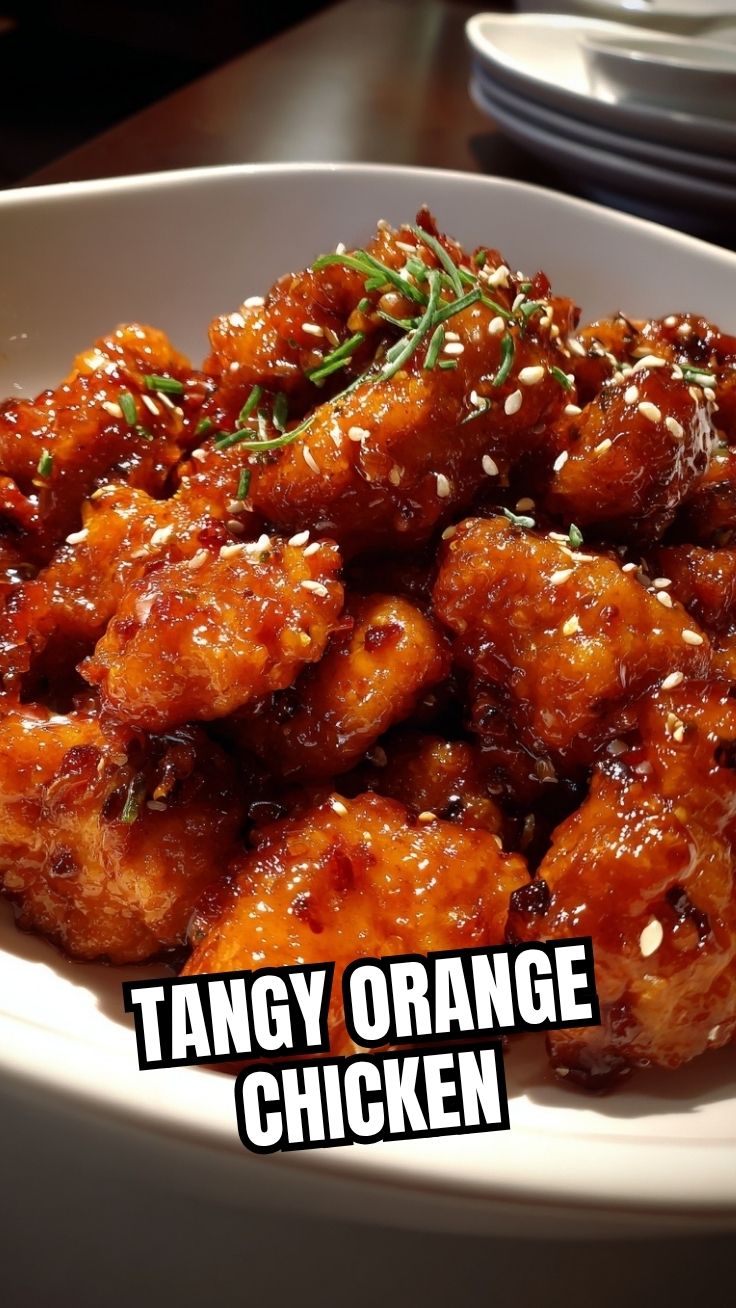 A portion of Orange Chicken (Panda Express Style) with a glossy sauce and garnished with green onions