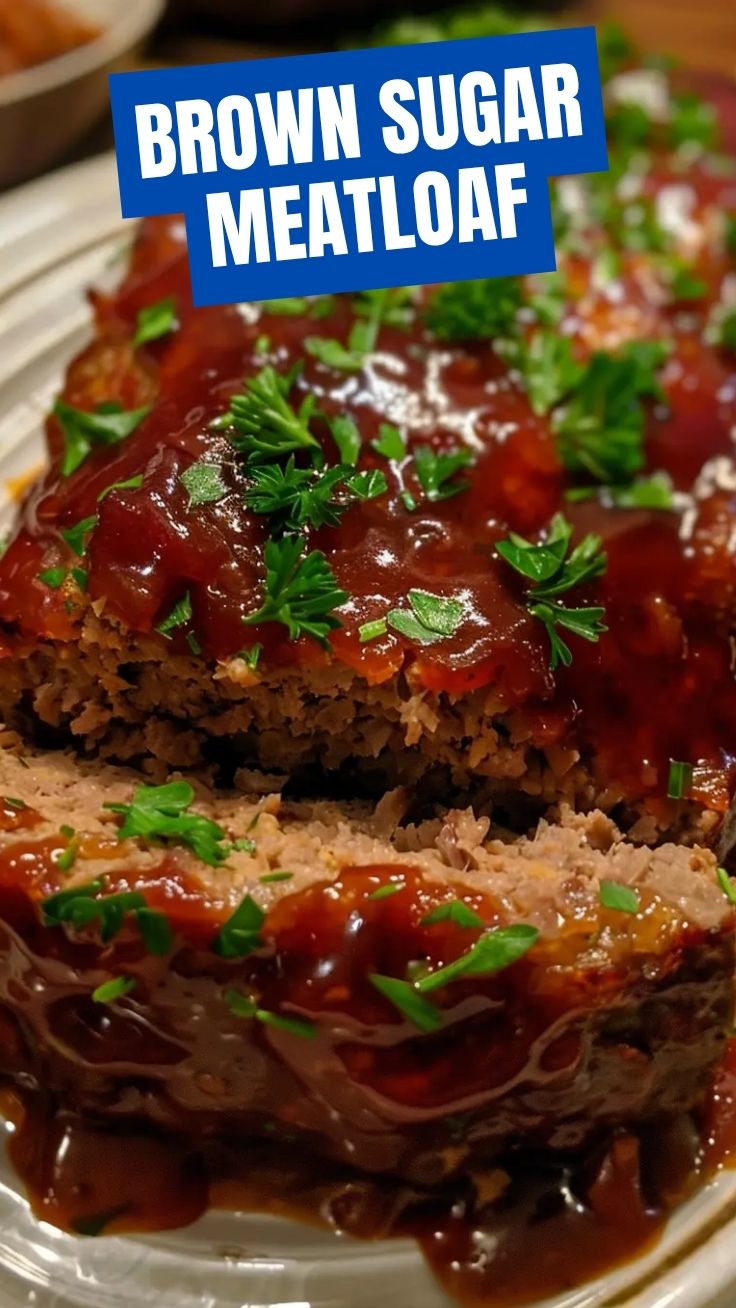 A freshly baked meatloaf, still warm from the oven, with a rich glaze.