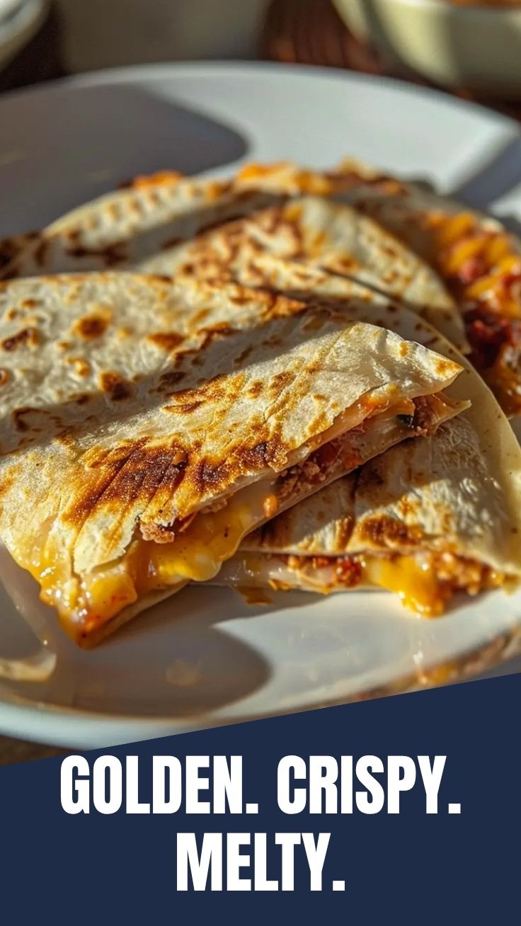 Hot and fresh quesadillas, cut and ready to serve