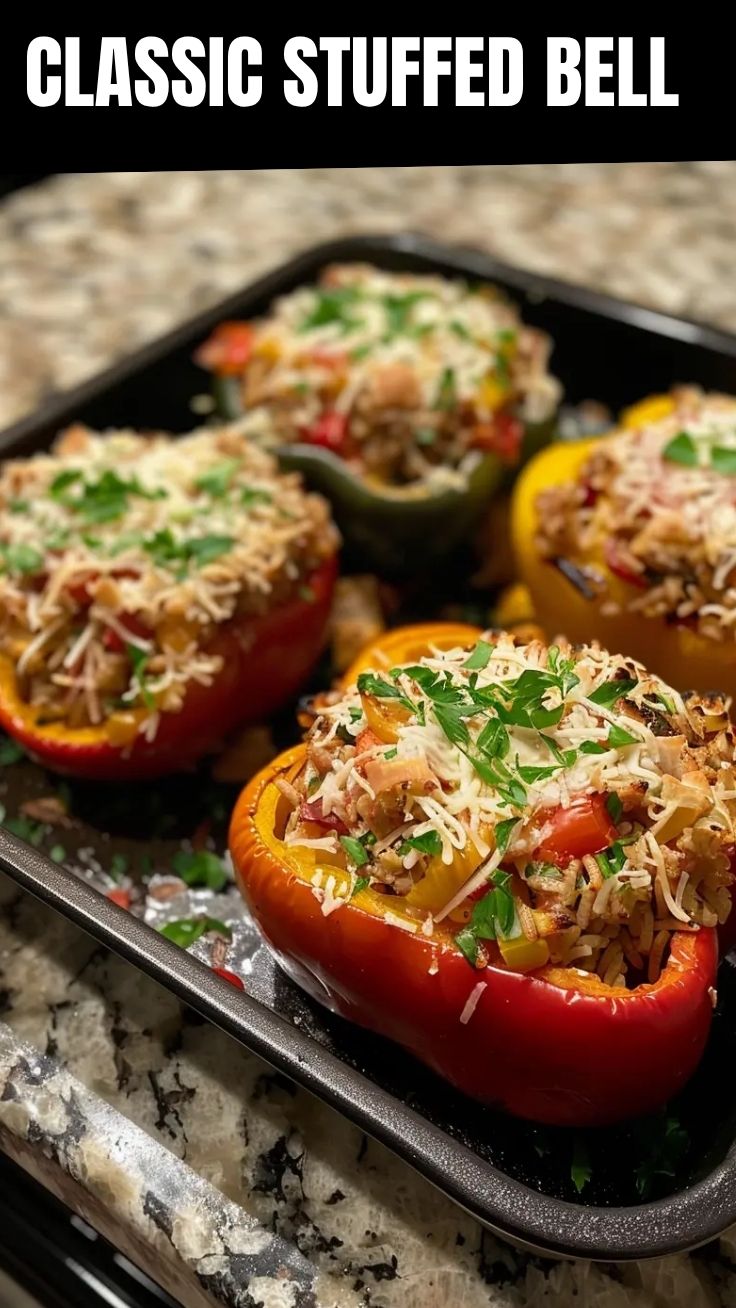 Delicious stuffed bell peppers, perfectly cooked and presented.
