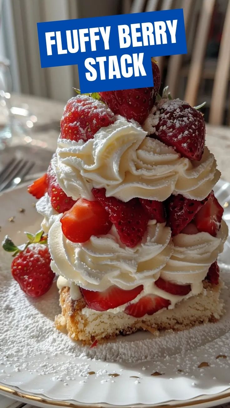 A delectable strawberry shortcake featuring fresh strawberries, whipped cream, and fluffy biscuits.