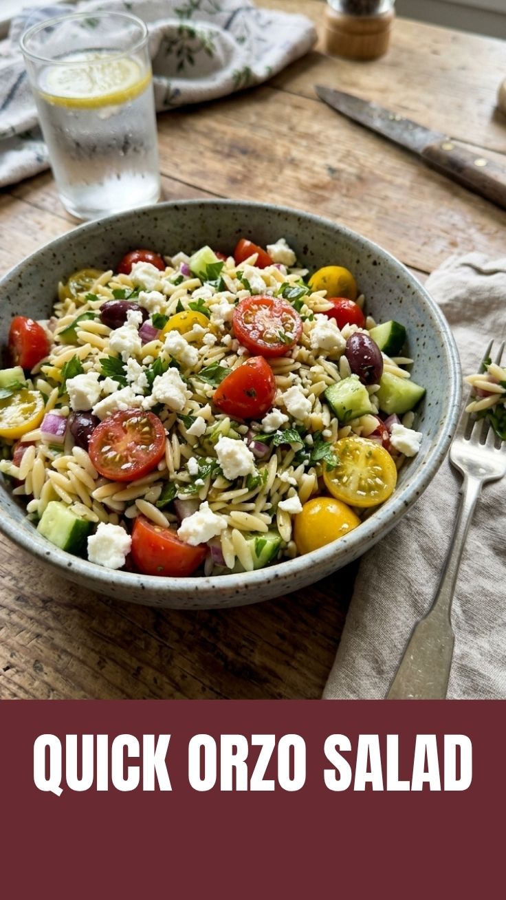 A vibrant and fresh summer orzo salad, perfect for a light meal.