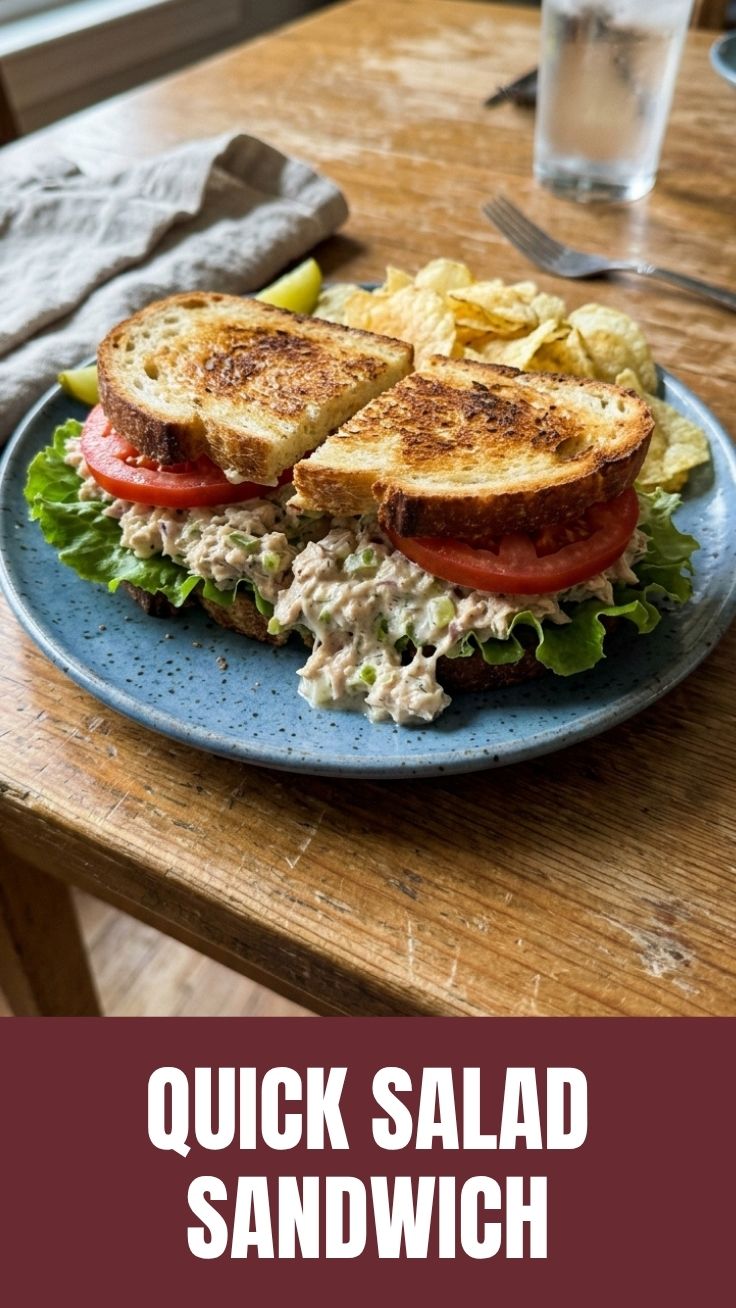 A delicious tuna salad sandwich on whole wheat bread, cut in half