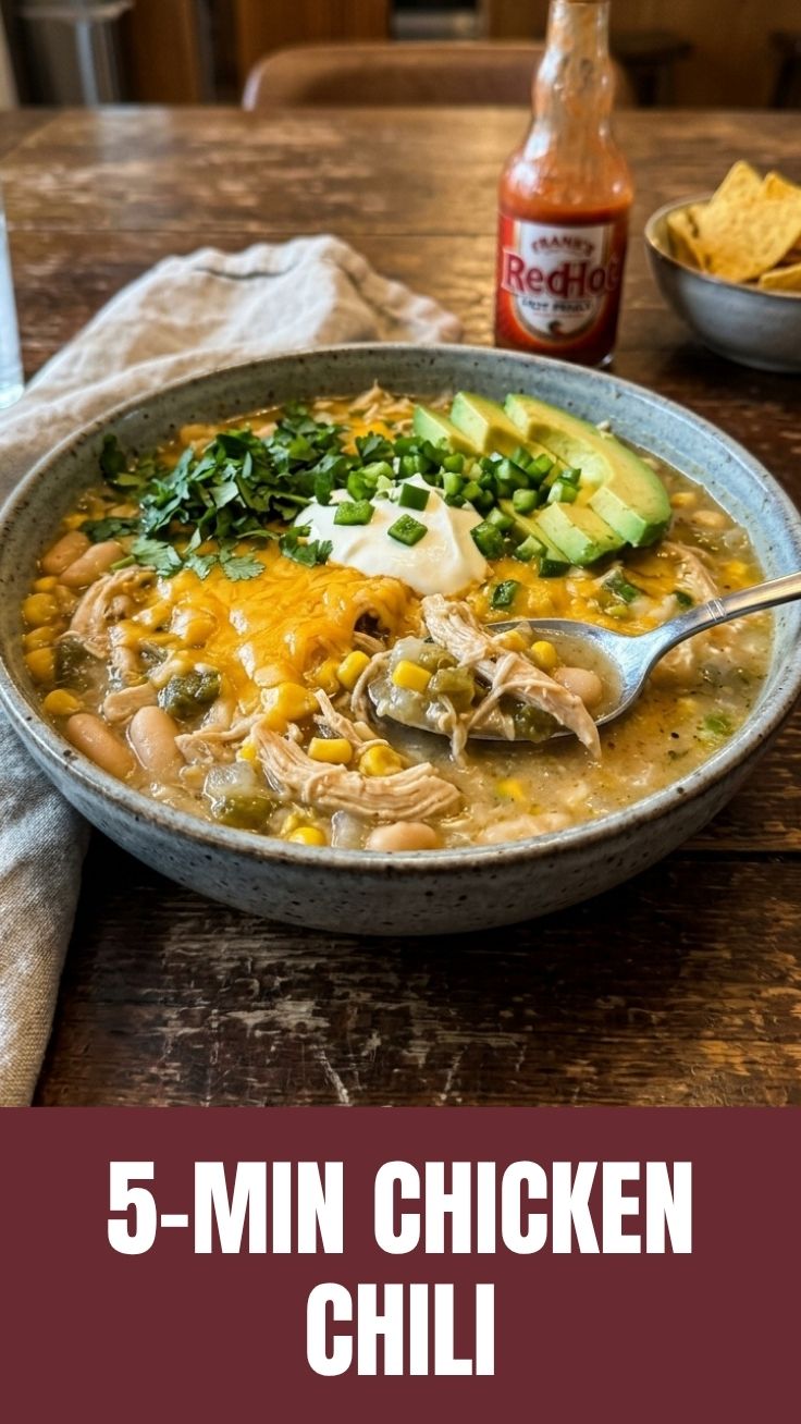 A bowl of savory white chicken chili topped with fresh cilantro
