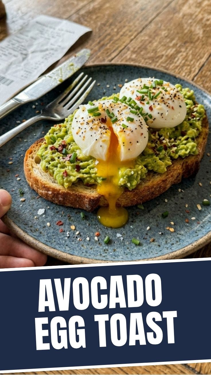 Avocado Egg Toast with high protein content, featuring perfectly cooked eggs and mashed avocado on toasted bread.