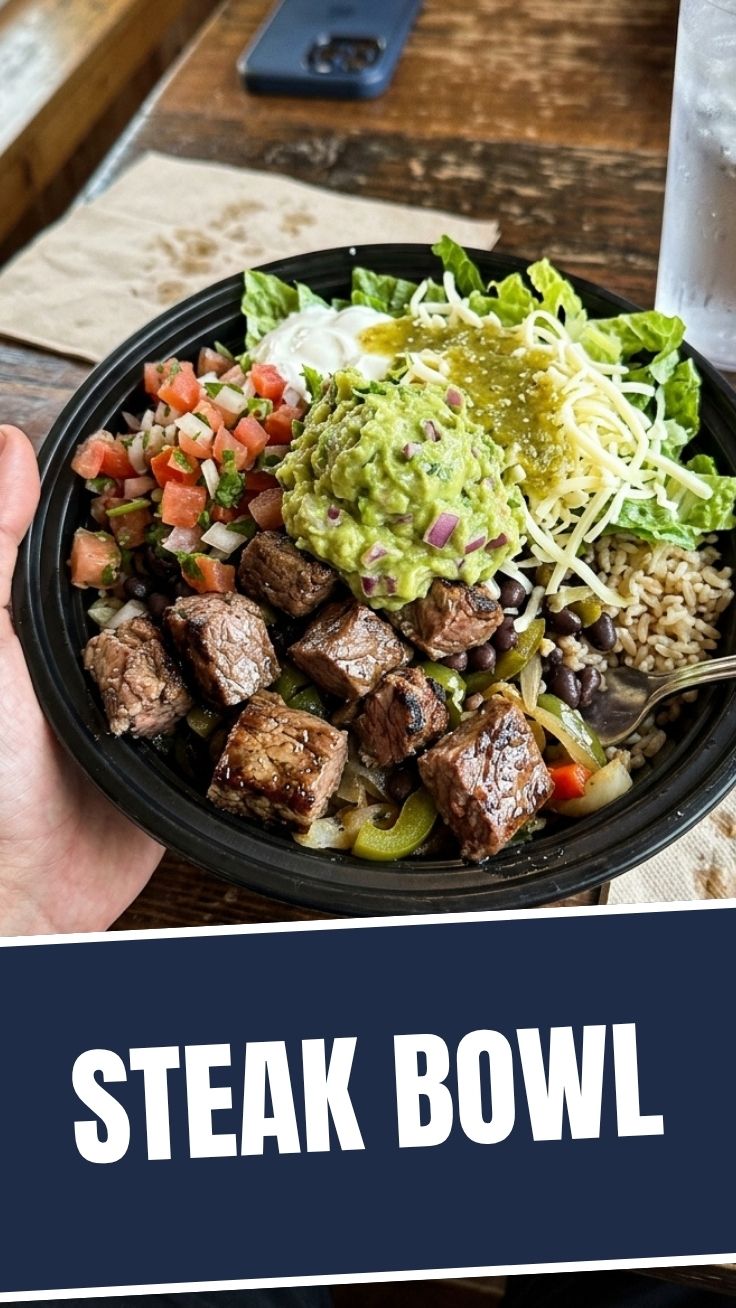 A delicious steak bowl, Chipotle style, with fresh ingredients.