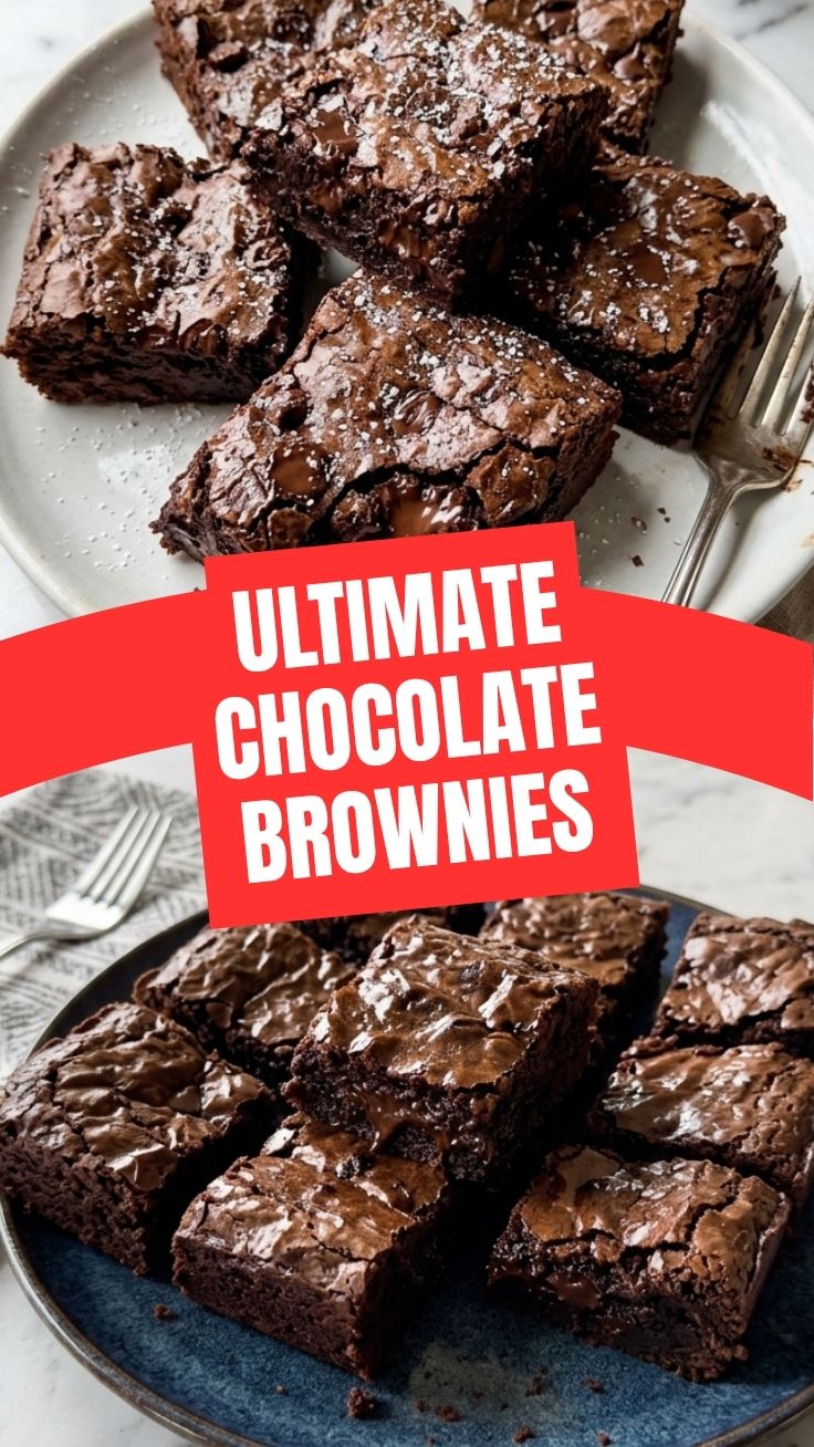 A stack of delicious chocolate brownies with a fudgy center.