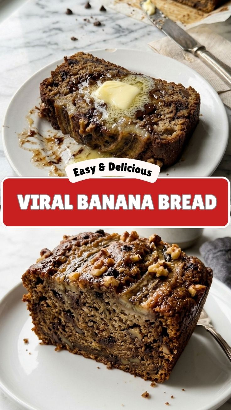 A freshly baked loaf of banana bread cooling on a wire rack.