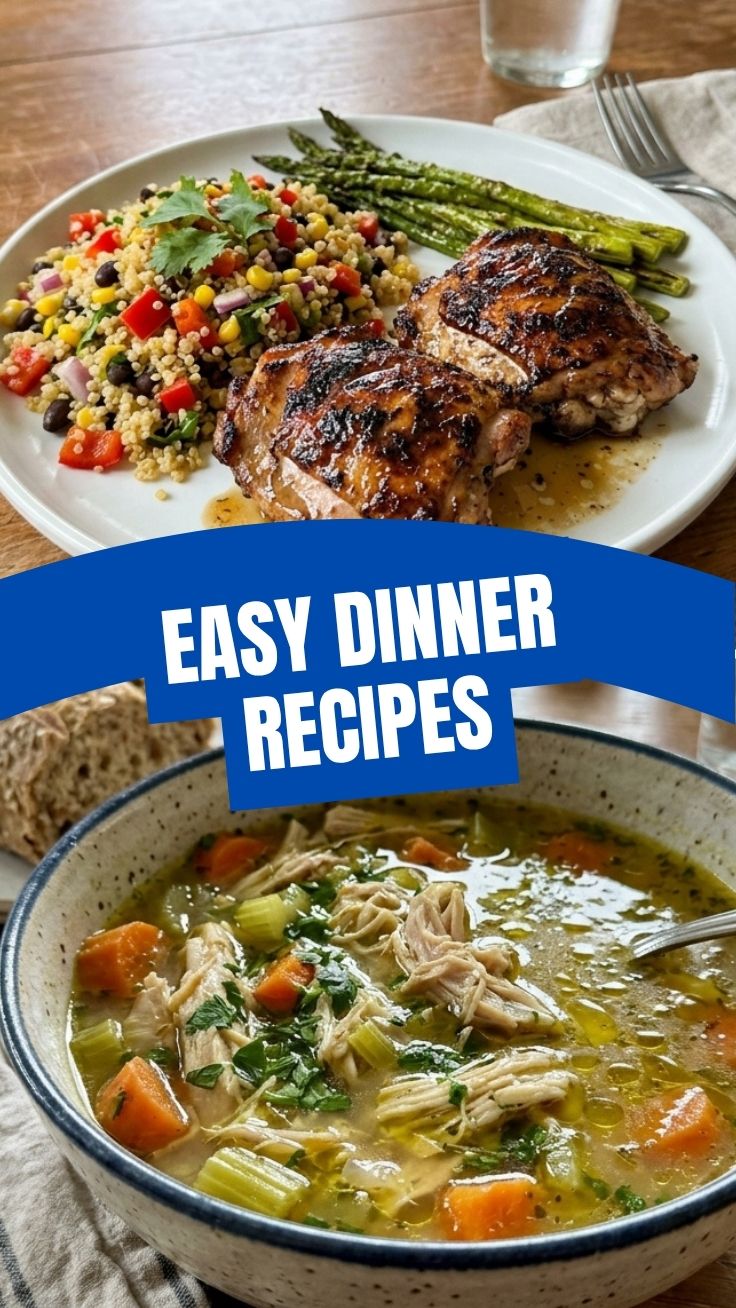 A steaming bowl of healthy winter dinner recipes, possibly a stew or soup, on a wooden table.