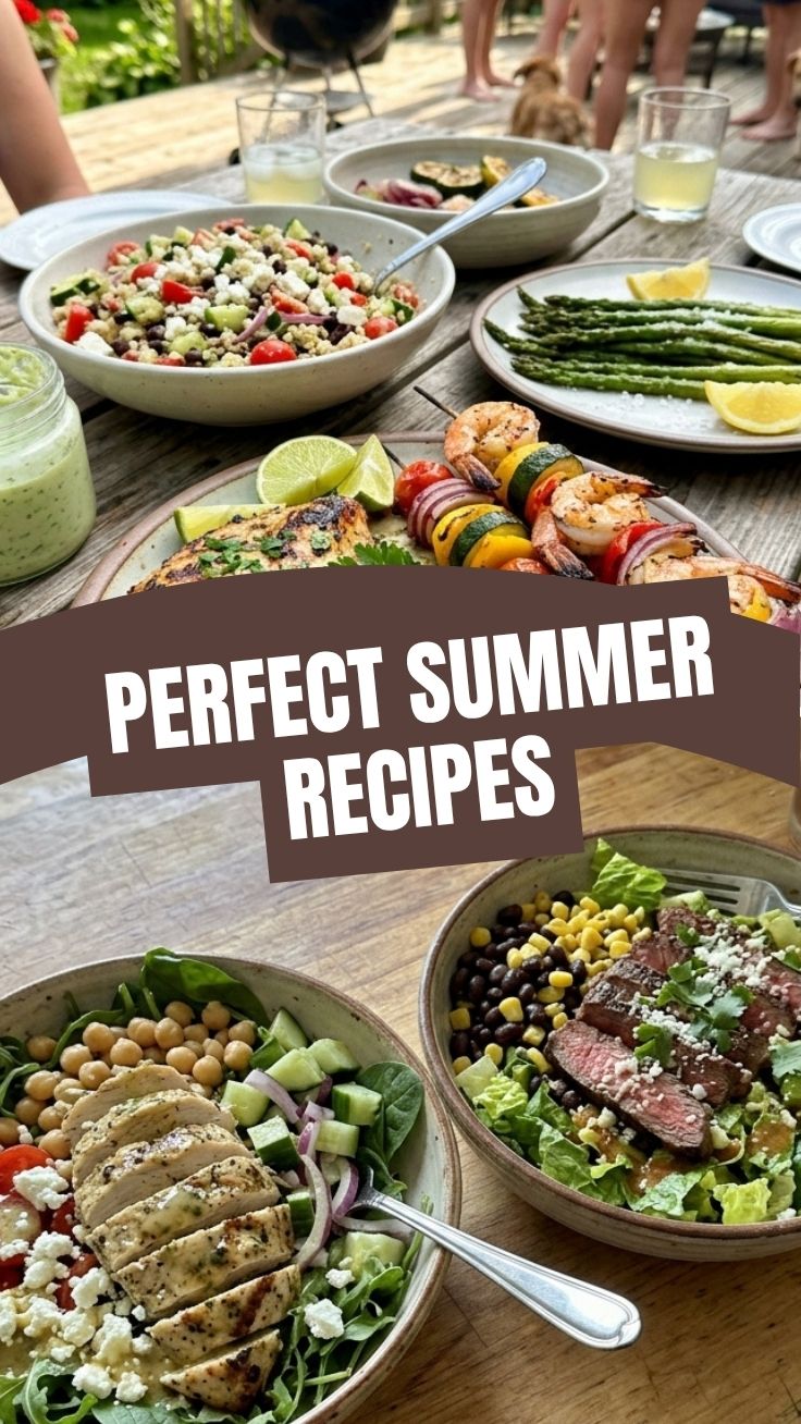 Collection of high protein summer recipes for healthy eating