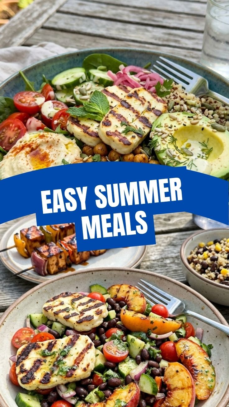 A vibrant spread of high protein vegetarian summer meals