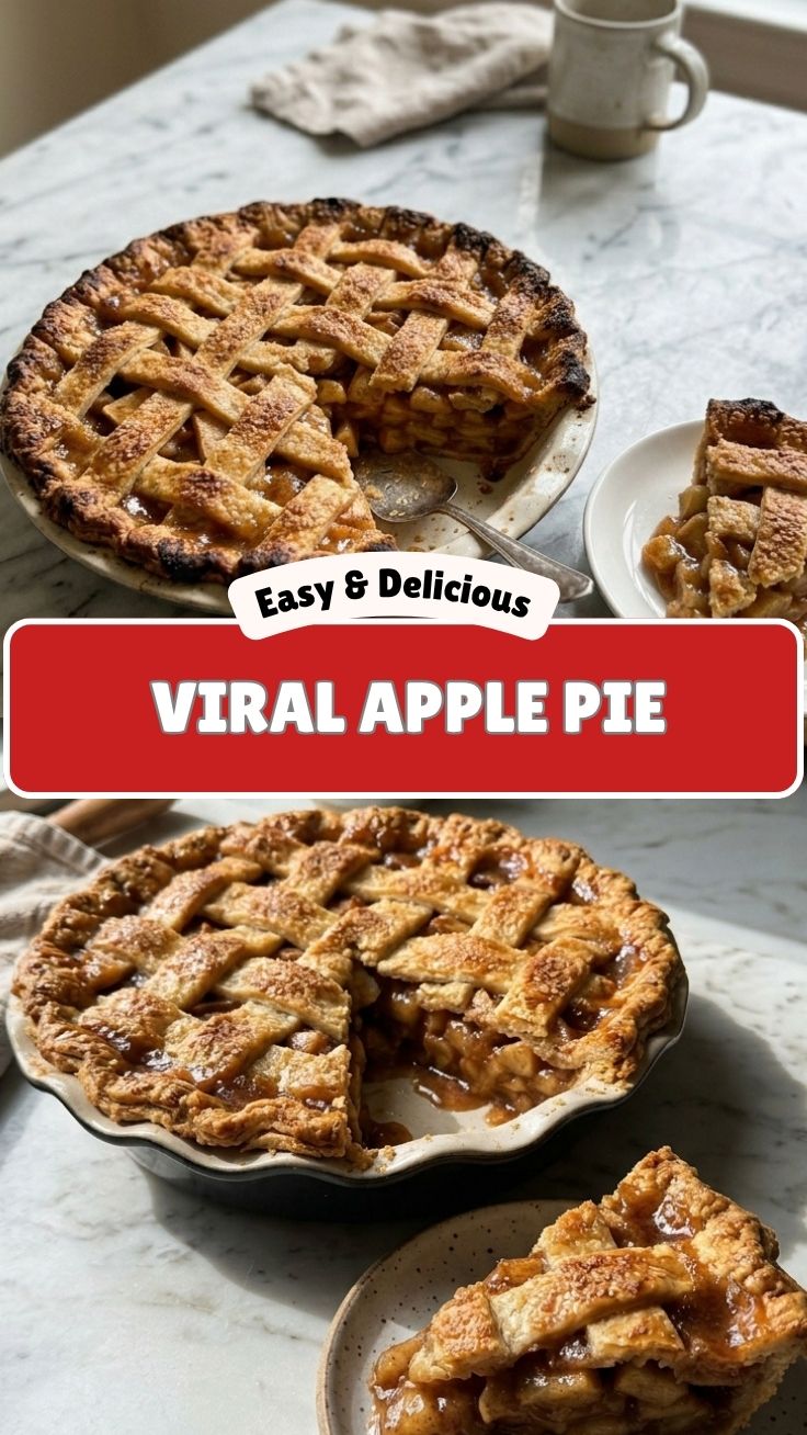 A freshly baked homemade apple pie with a golden crust