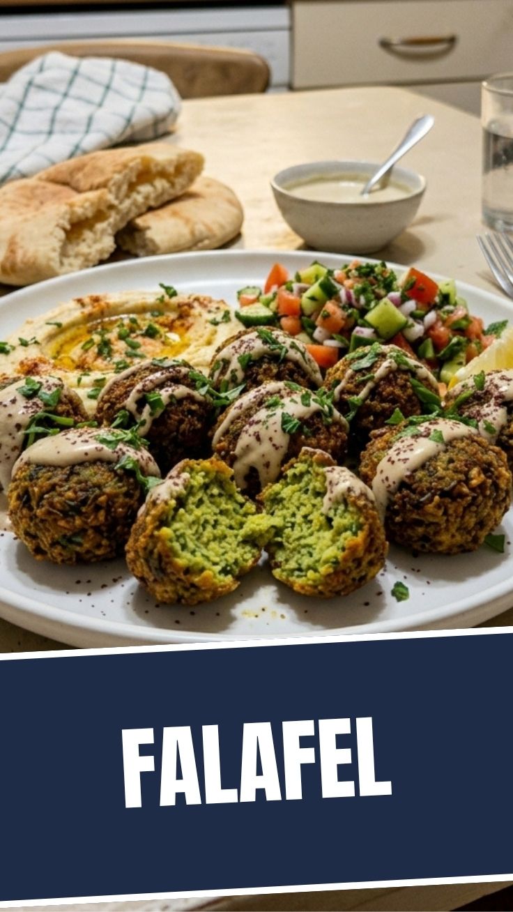 A plate filled with freshly made homemade falafel, golden and crispy.