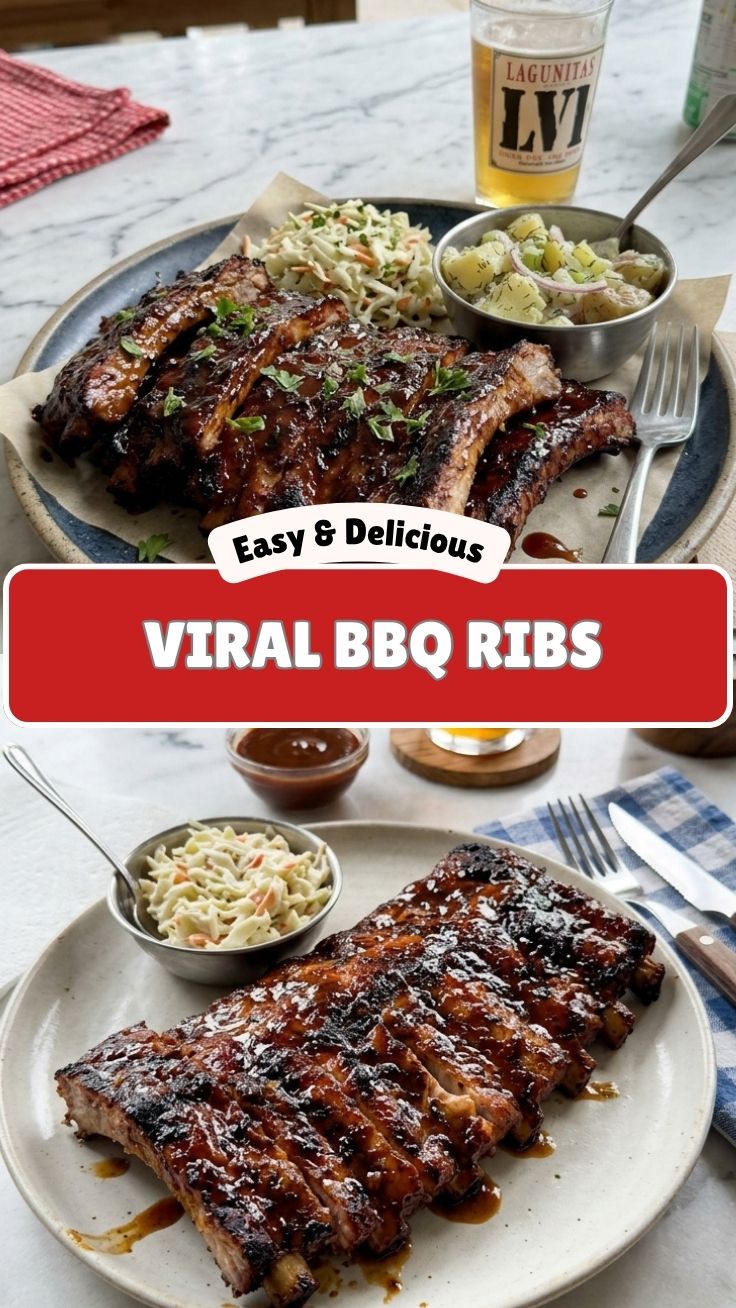 Delicious Labor Day BBQ ribs, perfectly grilled with a smoky crust