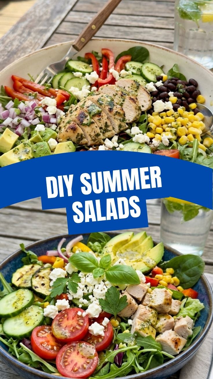 A vibrant display of low calorie summer salads, featuring fresh vegetables.