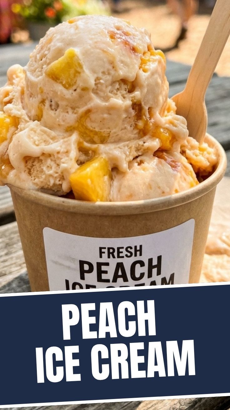 A scoop of delicious peach ice cream in a white bowl