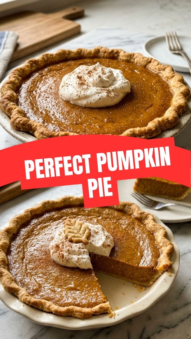 A freshly baked whole pumpkin pie with a golden crust on a cooling rack.