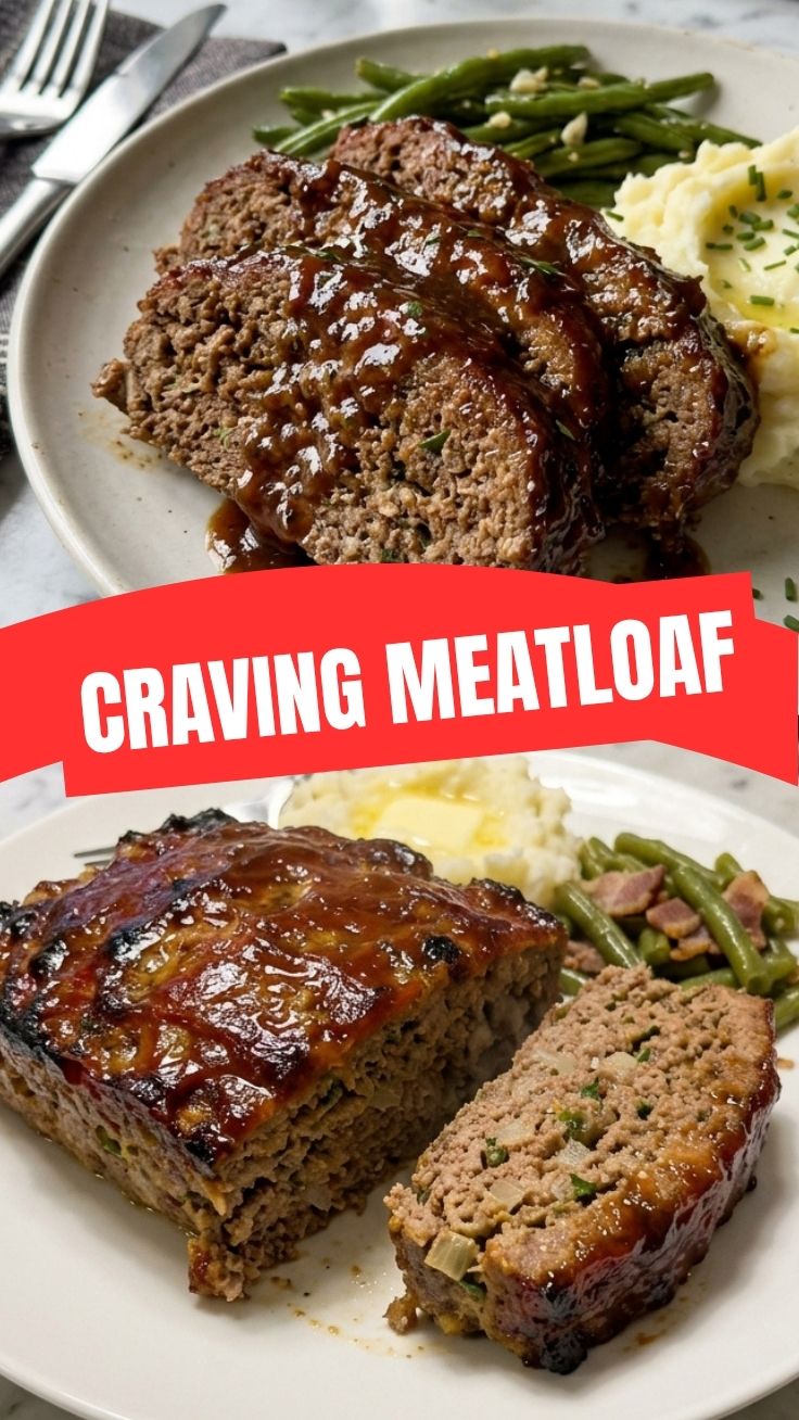 A freshly baked meatloaf, glistening with glaze and ready to serve.