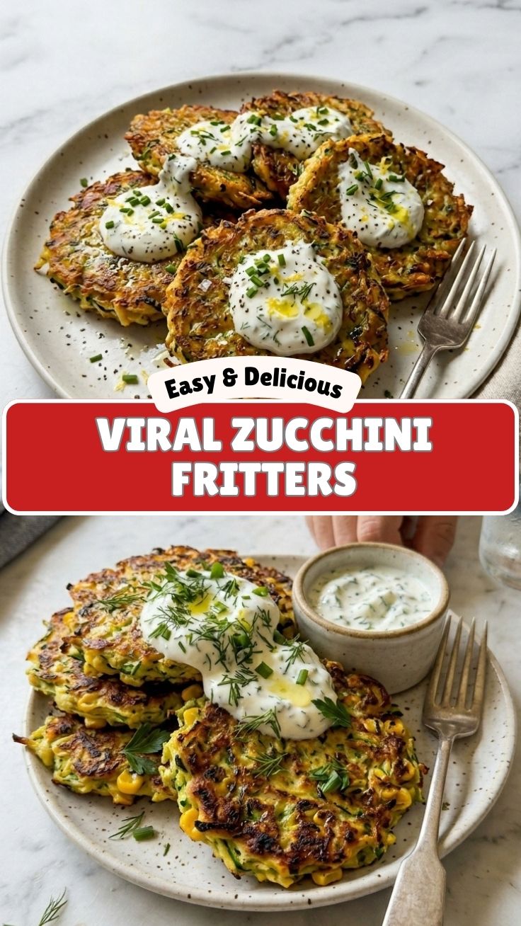 A plate of golden-brown zucchini fritters, perfectly cooked.