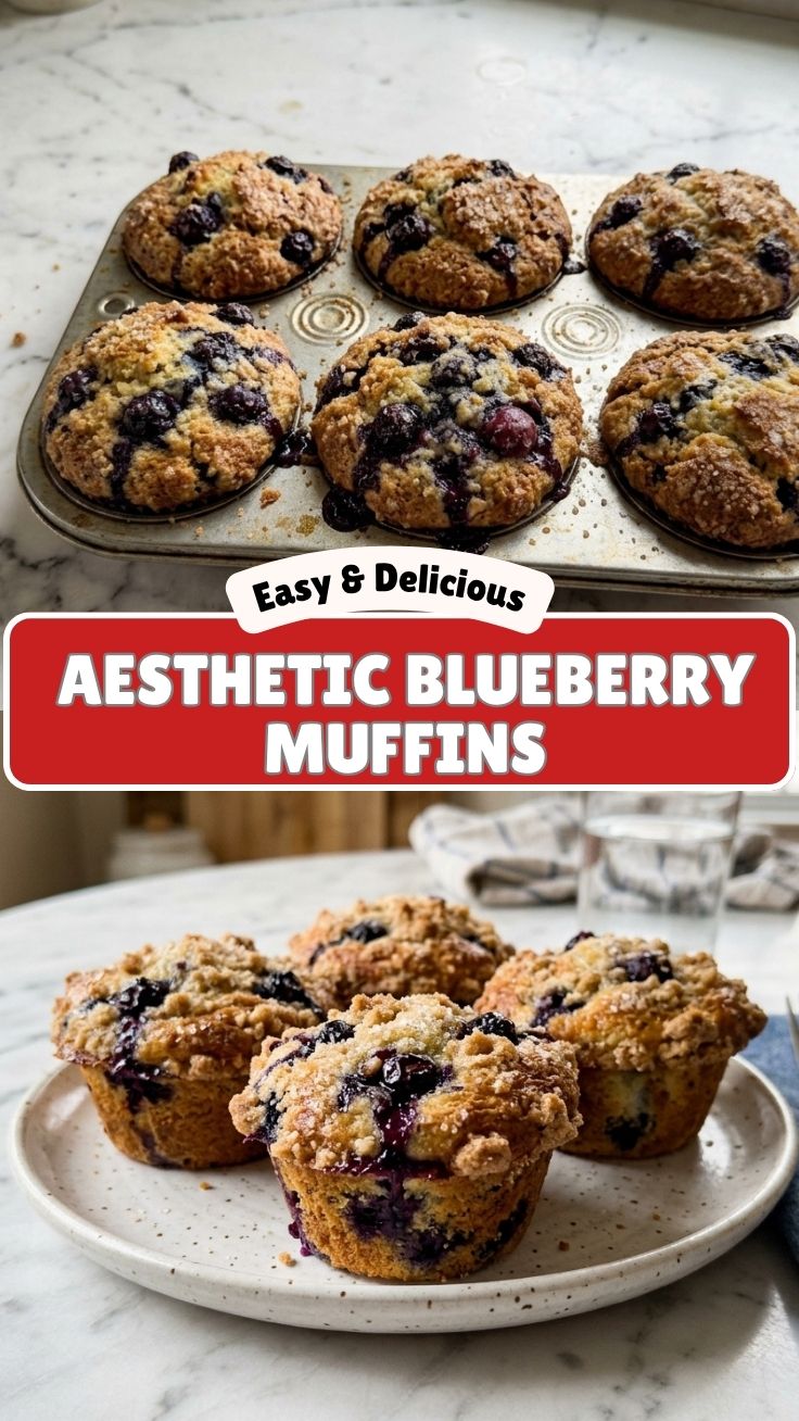 Freshly baked blueberry muffins with golden tops on a cooling rack.