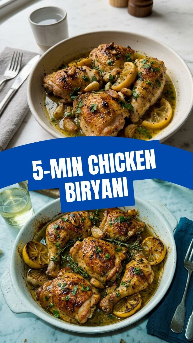 A plate featuring a generous serving of Chicken Biryani, garnished with fresh cilantro