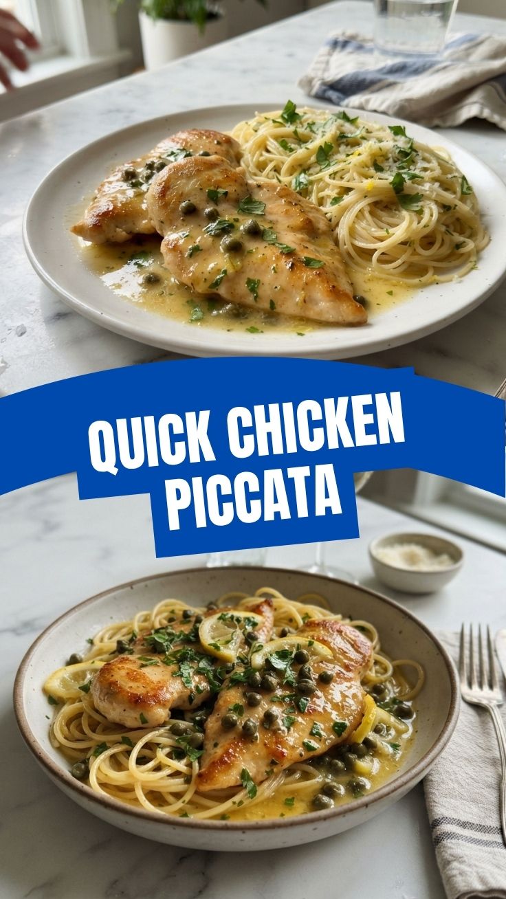 A plate of classic chicken piccata garnished with capers and fresh parsley.