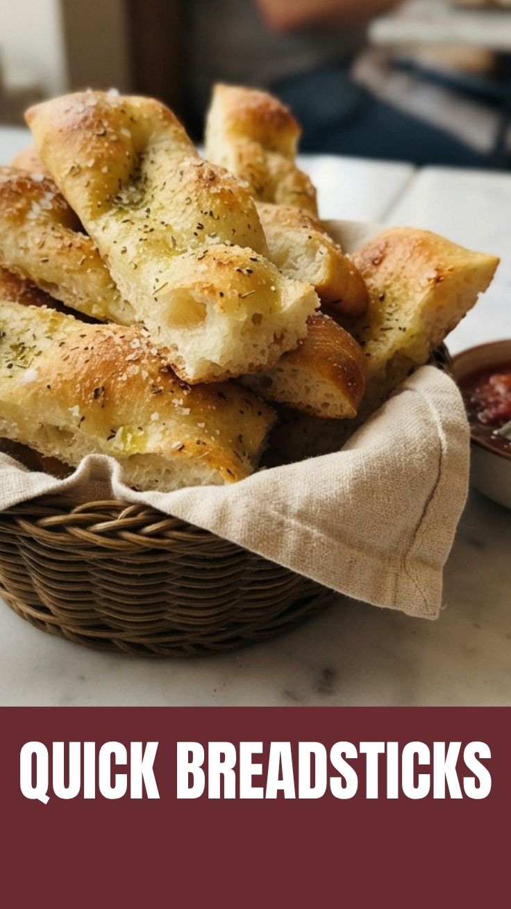 A close-up of golden brown breadsticks arranged on a platter, ready to serve.