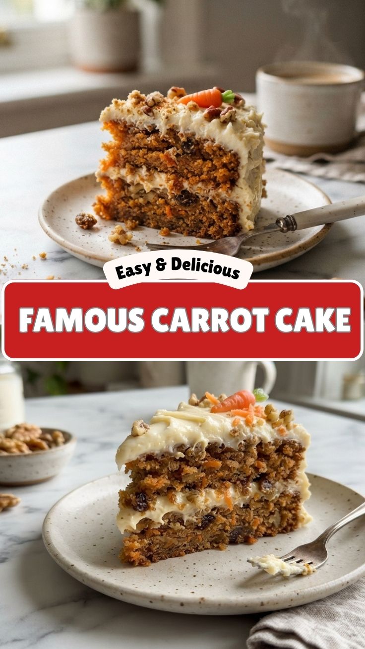 A slice of delicious carrot cake with cream cheese frosting.