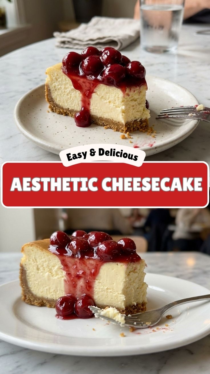A slice of delicious cheesecake on a white plate, ready to be enjoyed.