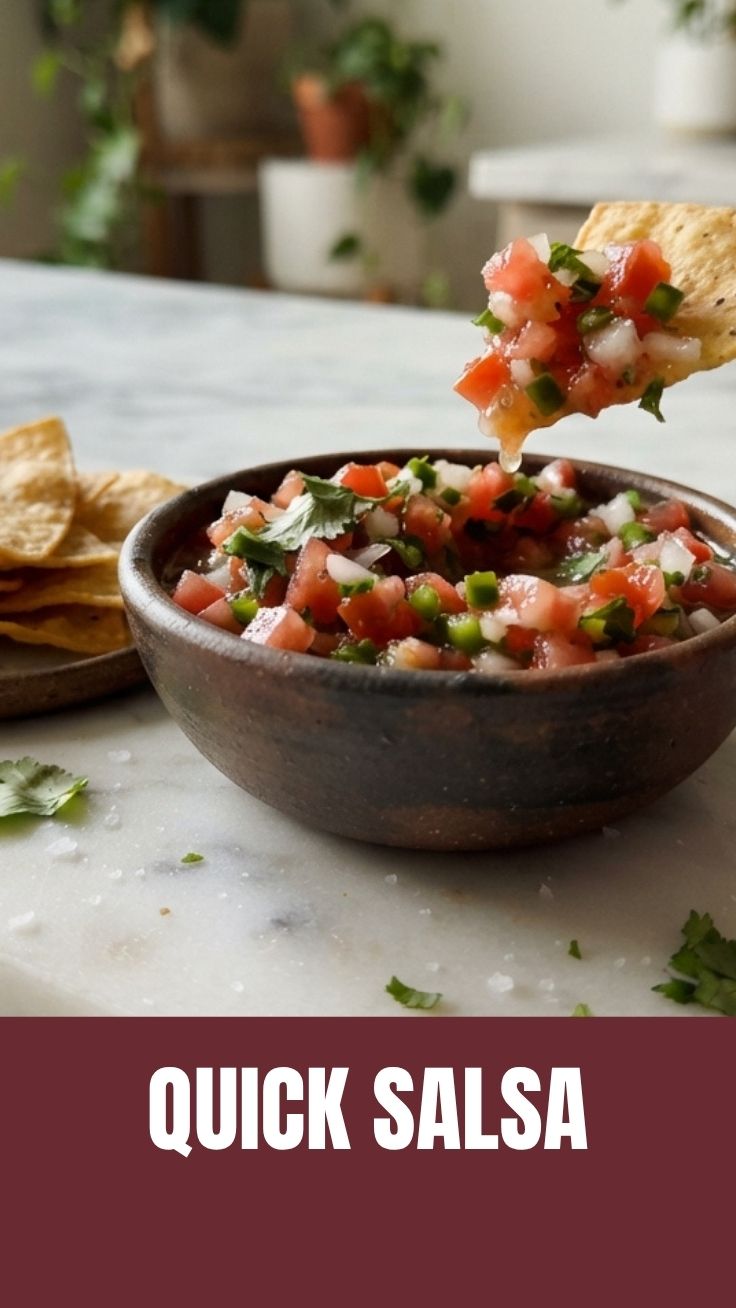 A vibrant bowl of fresh salsa with colorful ingredients.