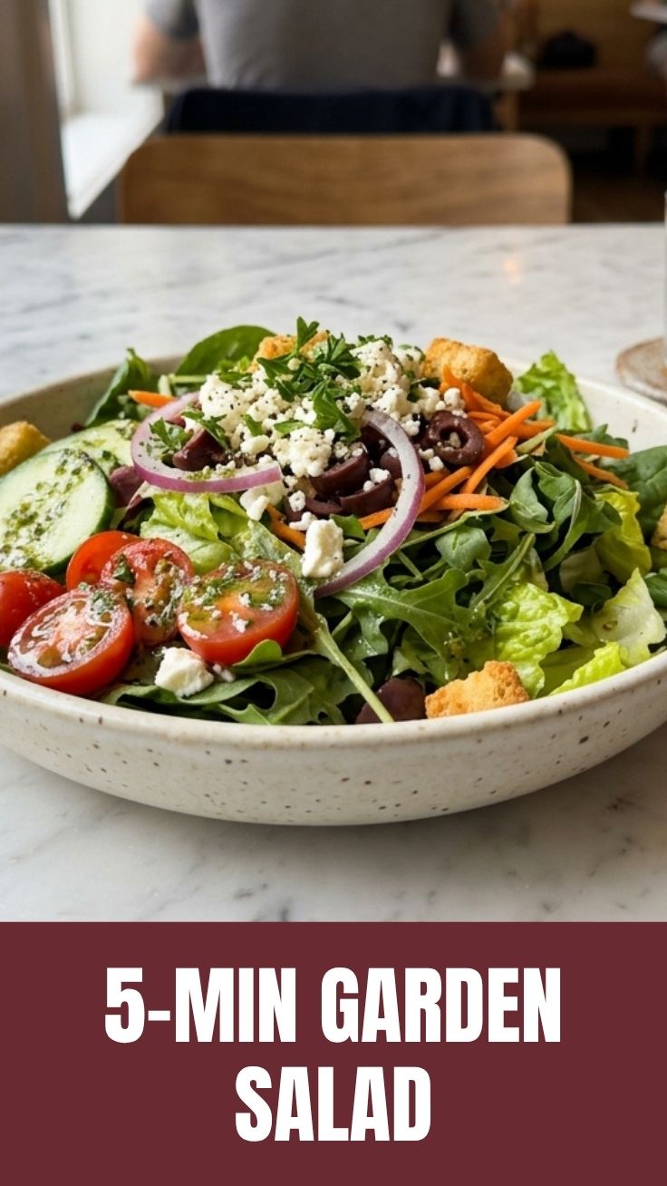 A bowl of fresh garden salad with mixed greens and colorful vegetables
