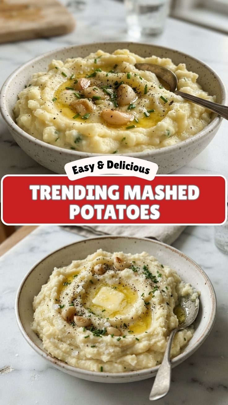 A bowl of fluffy garlic mashed potatoes, ready to serve.