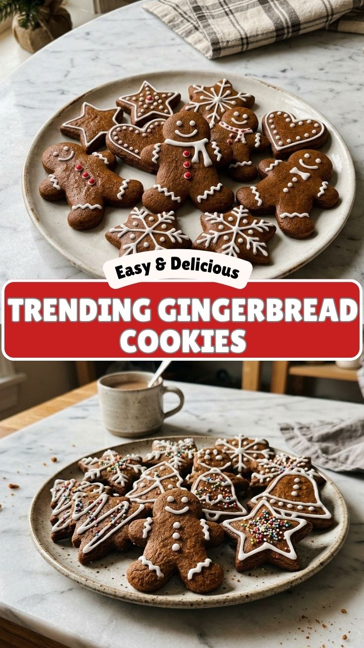 Freshly baked gingerbread cookies arranged on a cooling rack.
