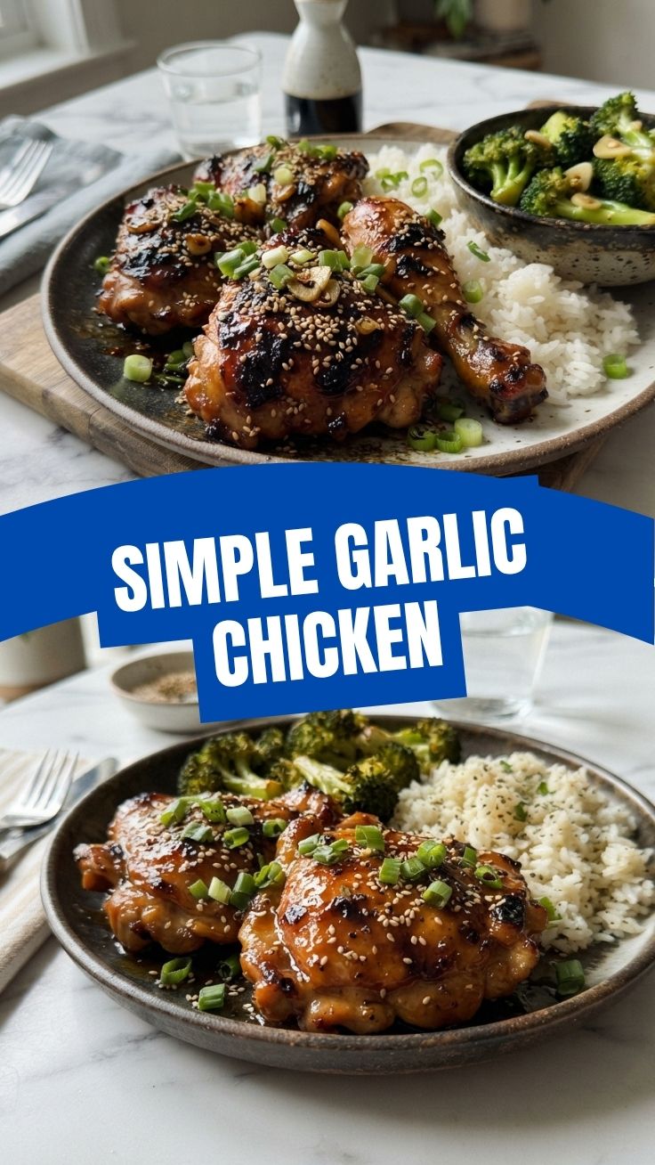 Pan-seared honey garlic chicken with a glossy, caramelized glaze