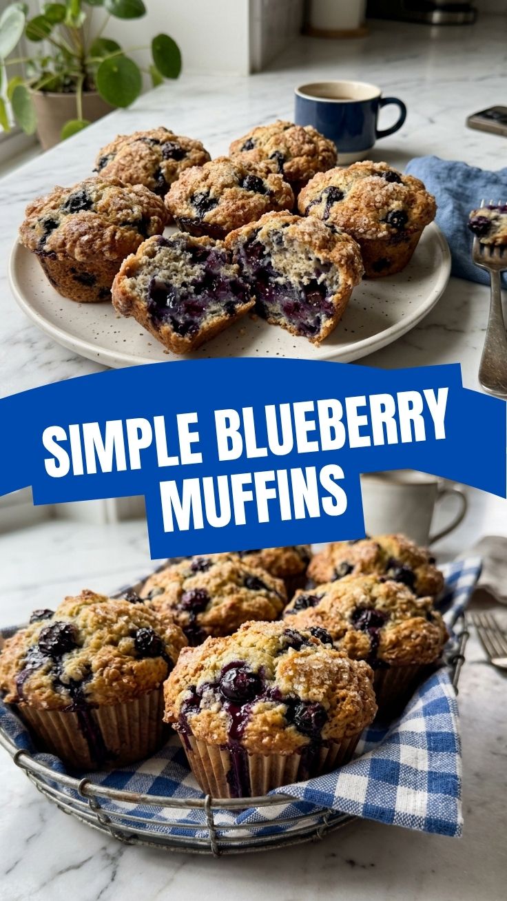 Deliciously baked blueberry muffins with golden tops