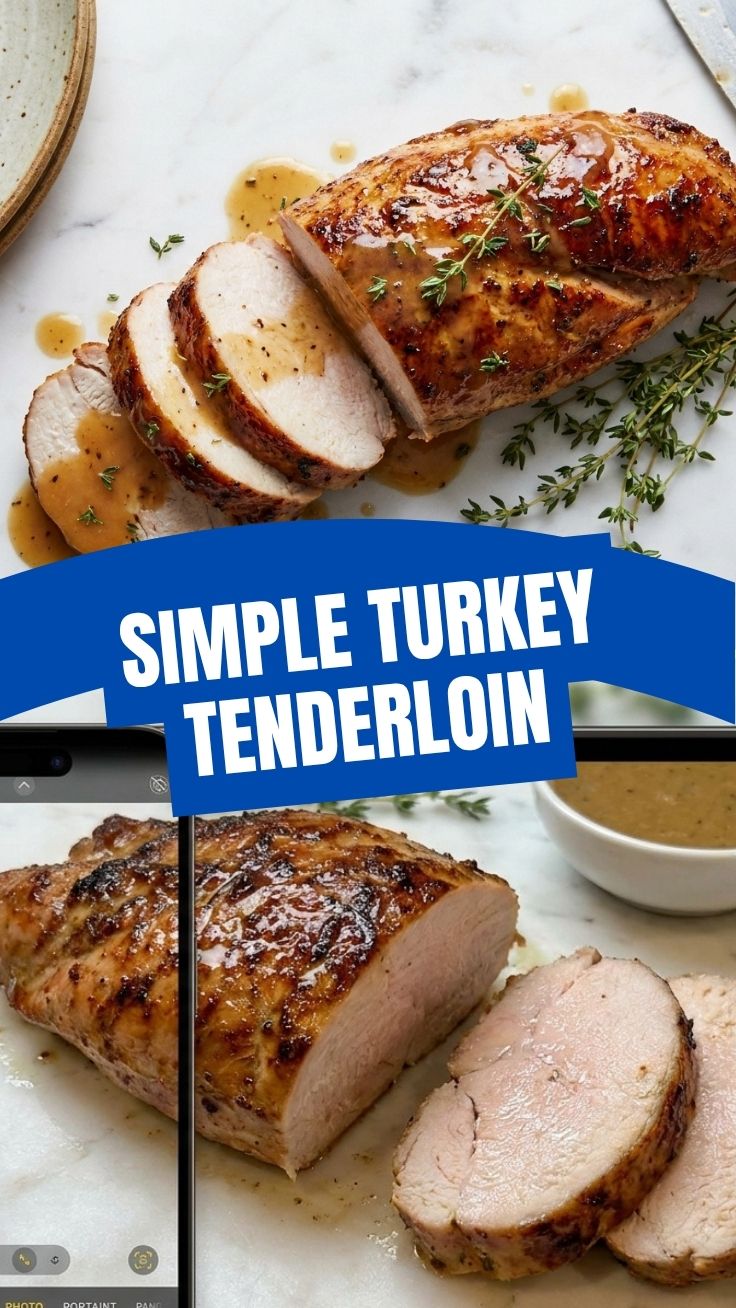 A perfectly cooked turkey tenderloin, golden brown and ready to serve.