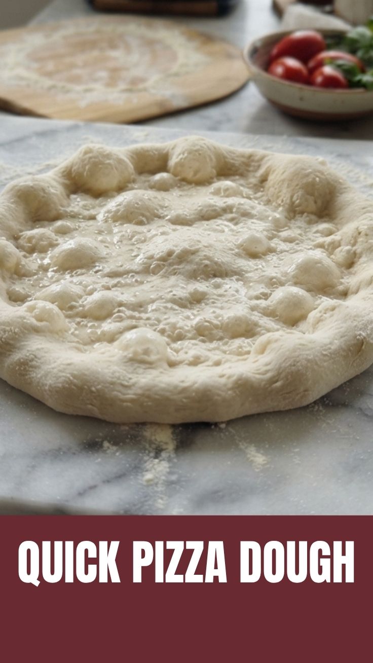 Freshly made pizza dough resting on a floured surface, ready for shaping