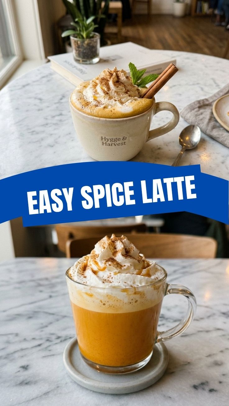 A cozy pumpkin spice latte topped with whipped cream and cinnamon sprinkles