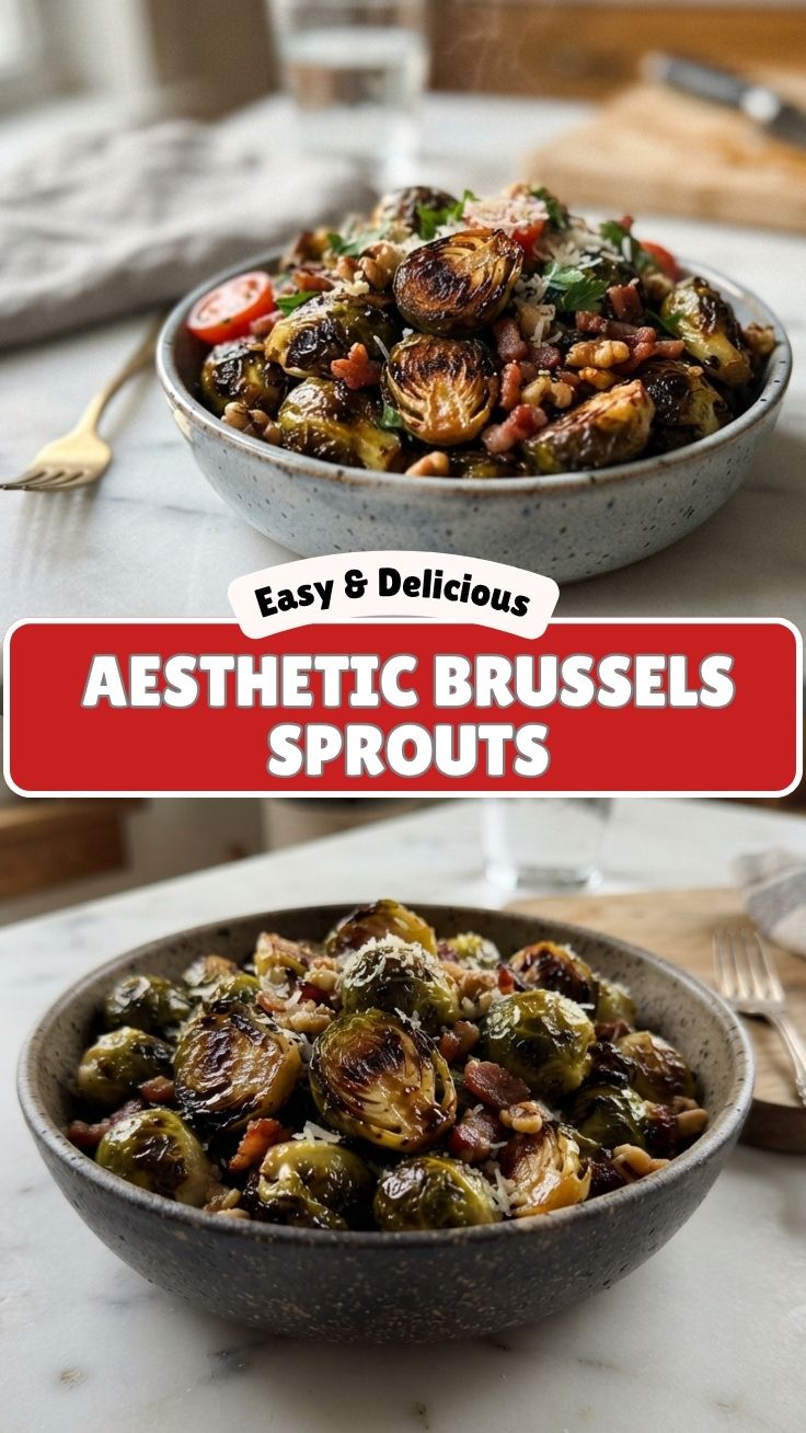 Freshly roasted Brussels sprouts with a golden-brown crisp