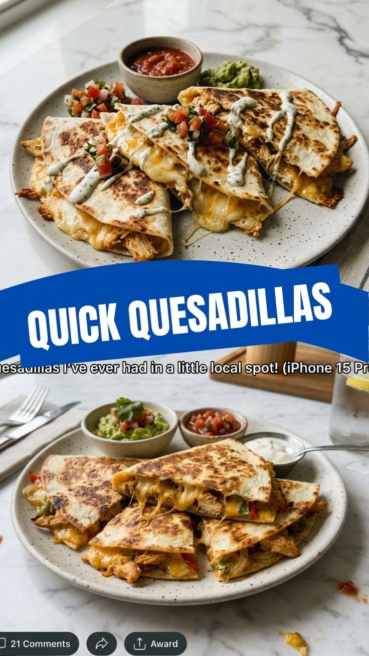 Golden-brown quesadillas served fresh and hot